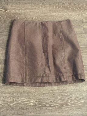 Free people Brown Faux Leather Mini Skirt Women's Sleek Panel Design size 4